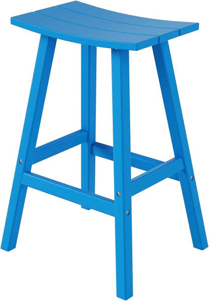WestinTrends Malibu 29 Inch Outdoor Bar Stools, All Weather Resistant Poly Lumber Adirondack Bar Height Stools, Pacific Blue