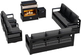 Outdoor Aluminum Furniture Set, 5-Piece Patio Conversation Set, 2 Swivel Chairs, 2 Sofa and 1 Fireplace - Photo 9