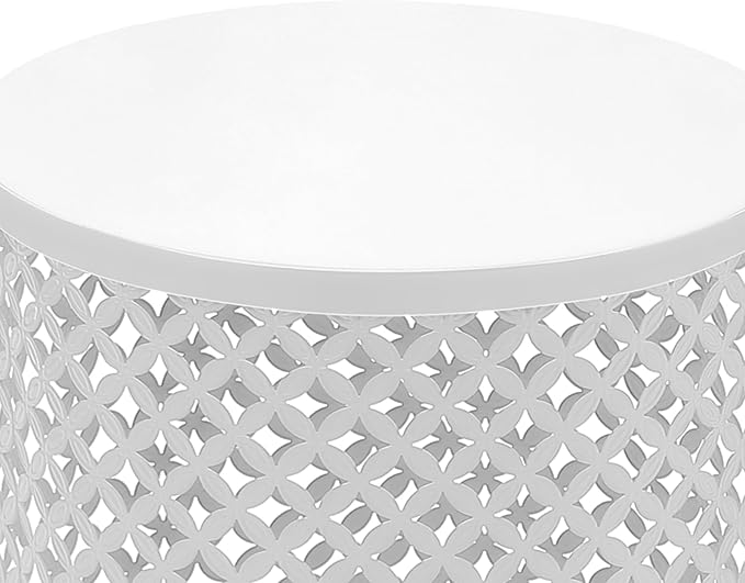 2PCS Outdoor Side Table, Heavy Duty Metal Frame Side Table Decorative Garden Stool Modern End Table Round Coffee Table - Photo 9