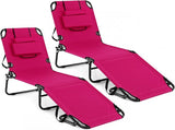 Tangkula Beach Lounge Chair, Folding Sunbathing Recliner with Face Hole - Photo 1