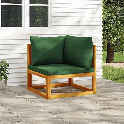 Green Acacia Wood Outdoor Modular Corner Sofa Unit for Patio, Balcony, and Garden Seating Areas