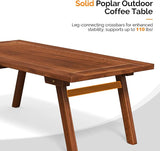 VINGLI Outdoor Folding Coffee Table, Natural Poplar Wood Patio Coffee Table, No Assembly Required, Ideal for Balcony - Photo 5
