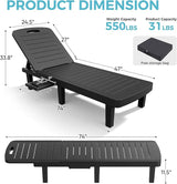 Outdoor Chaise Lounge Set of 2, 5-Position Adjustable Sun Lounge w/Pull-Out Tray - Photo 2
