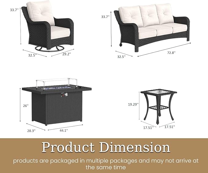 5 Piece Patio Furniture Set with Fire Pit Table - Photo 2