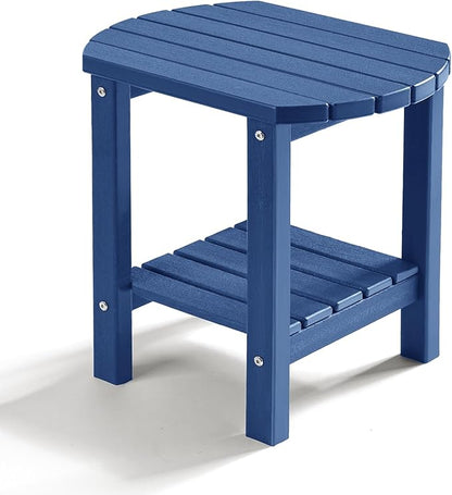 PASAMIC 2-Tier Adirondack Oval Outdoor Side Table, HDPE Small Outdoor Table, Patio End Table for Patio, Backyard, Weather-Resistant (Navy Blue)