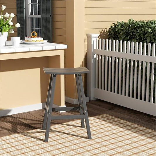 Costaelm All-Weather Outdoor Bar Stools, 29" Height Patio Stools & Bar Chairs, Adirondack Poly Patio Bar Stool for Patio, Deck, Kitchen Counter and Garden, Gray