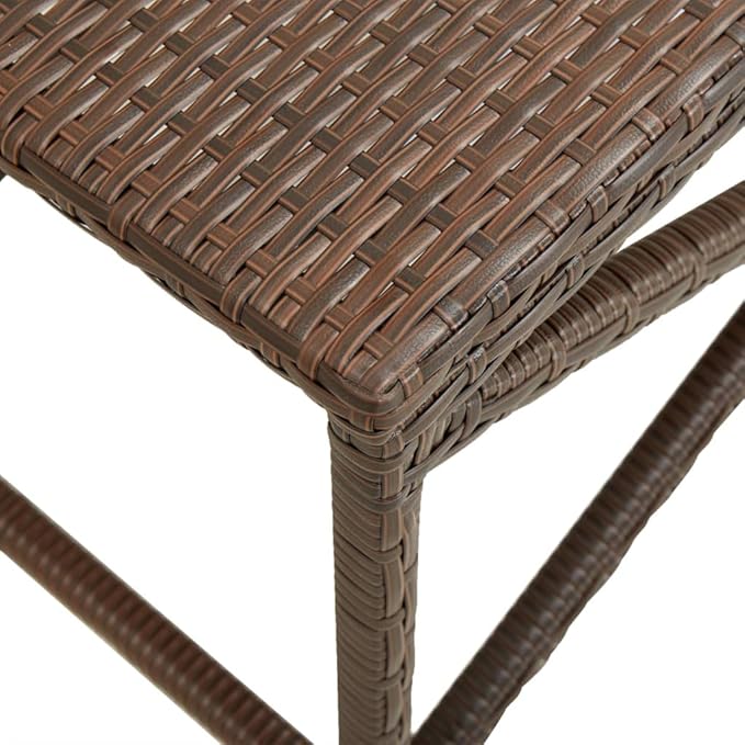 Bench Brown Polyethylene Rattan, Powder-Coated Steel Frame, 47.2 in Outdoor Patio Furniture, Weatherproof Garden Seating for Porch Patio Bench