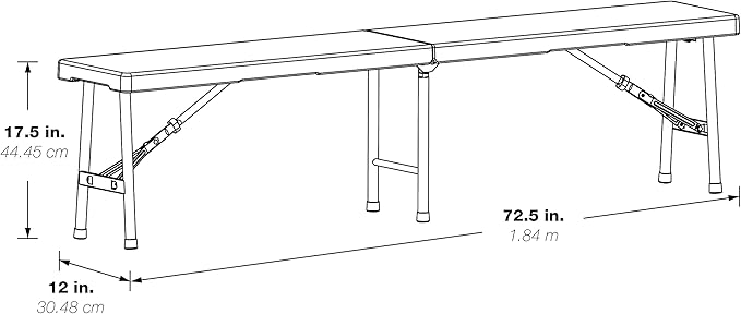 Office Star Resin Furniture for Indoor or Outdoor Use, Single, Fold in Half 6 Foot Bench