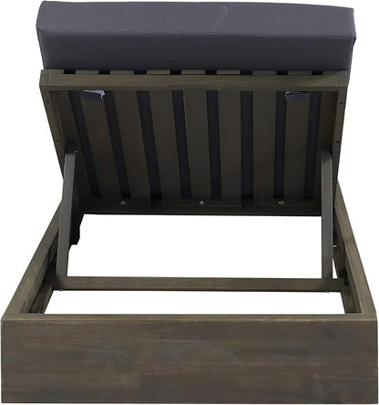 Christopher Knight Home Bayard Acacia Wood Chaise Lounge Chair Outdoor, Adjustable Backrest Sun Lounger Recliner, Wooden Patio Sun Bathing Lounge Chair, Grey