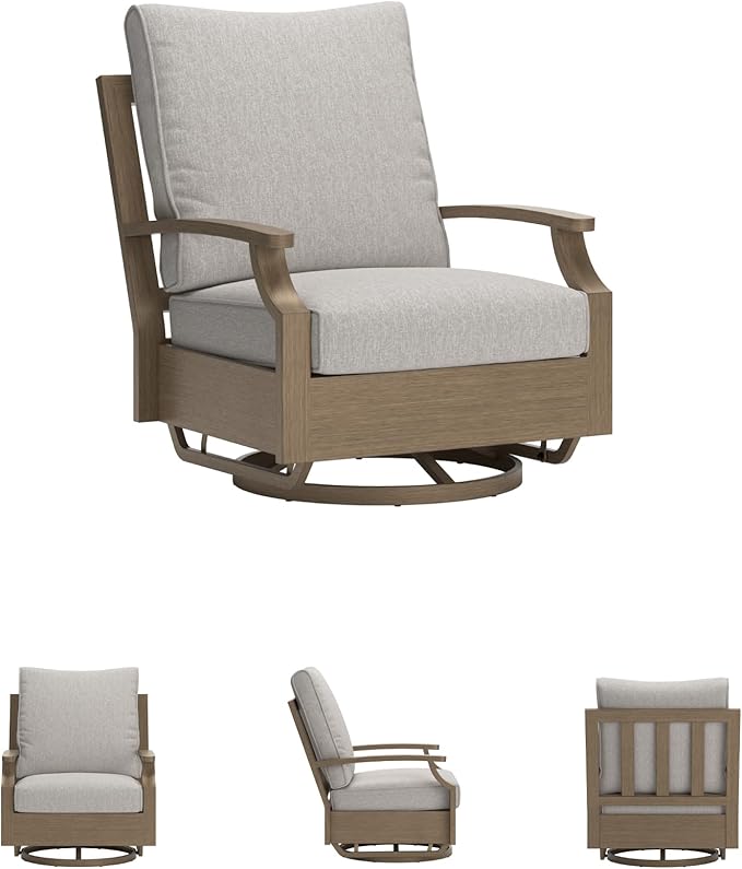 Signature Design by Ashley Rainier Ranch Contemporary Nuvella Weather Resistant Fabric Outdoor High Back Swivel Glider - Photo 7