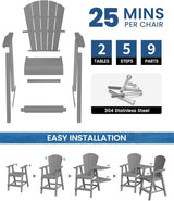 Ciokea Tall Adirondack Chairs Set of 4, HDPE Outdoor High Back Adirondack Chair with Double Connecting Tray - Photo 5
