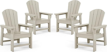 Costaelm Kids Adirondack Chair Set of 4, Plastic Outdoor Kids Chair Toddler Patio Furniture and Outdoor Children Picnic Activity Lawn Chair for Garden, Patio, Backyard & Beach, Sand