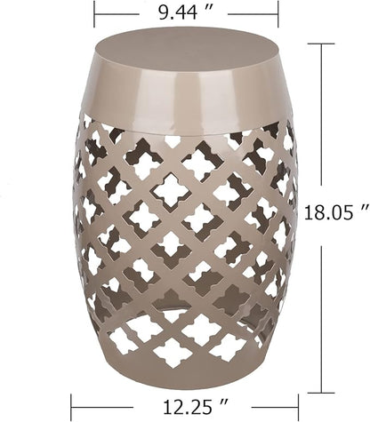 Vipush Outdoor Lace Cut Iron Side Table,Patio Garden Stool Coffee End Table Nightstand for Small Spaces,Living Room,Front Porch,Poolside,Brown