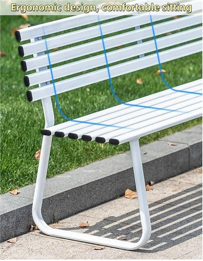 Modern Metal Garden Bench, Weatherproof Colorful Outdoor Bench, Sturdy Steel Frame Long Chair for Park, Lawn, Yard, Porch(Green,47.2in)