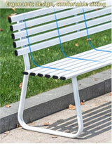 Modern Metal Garden Bench, Weatherproof Colorful Outdoor Bench, Sturdy Steel Frame Long Chair for Park, Lawn, Yard - Photo 6