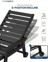 5-Position Adjustable Lounge Chair Outdoor, HDPE Outdoor Chaise Lounge with Cup Holder & Wheels - Photo 2
