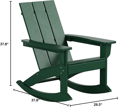 WO WESTIN OUTDOOR HDPE Shoreside Modern Rocking Poly Adirondack Chair (Set of 2),Dark Green