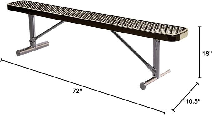 COATEDOUTDOORFURNITURE Heavy-Duty Outdoor Bench Thermoplastic Coated, Expanded Metal, Commercial-Grade Seating, Made in America (Portable Without Back, 6 Ft, Textured Gold Vein)