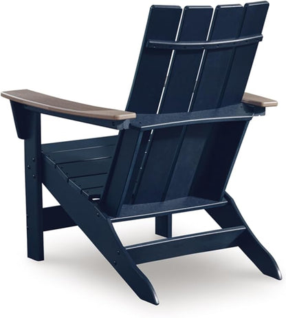 Signature Design by Ashley Mabry Shores Coastal MEGA-TUFF™ HDPE Weather Resistant Outdoor Adirondack Chair with Slat Back, Blue & Beige