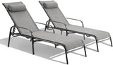 EROMMY Patio Chaise Lounge Chair, Set of 2 Outdoor Lounge Chairs with Adjustable Backrest - Photo 1