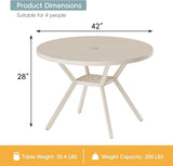 42" Outdoor Patio Table Dining Table, All Weather Metal Round Patio Table with Adjustable Umbrella Hole - Photo 3