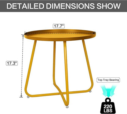 Babion Outdoor Side Tables,Round Weather Resistant Steel Patio Side Table,Small End Table for Patio Yard Porch Balcony Garden,Indoor & Outdoor All Gold