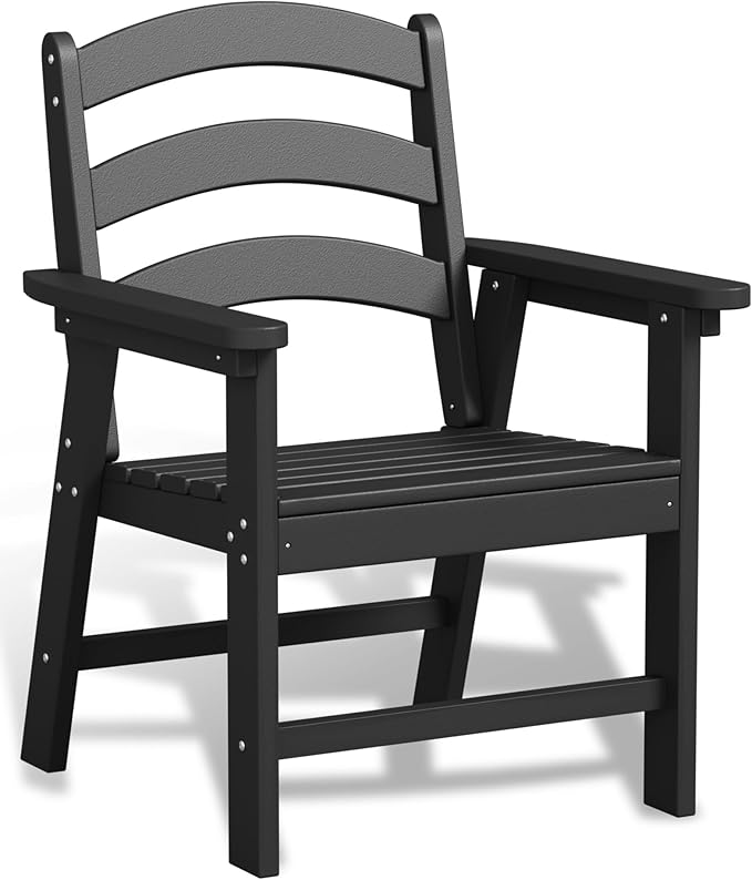 Patio Dining Chair Set, HDPE Outdoor Chairs with 385 lbs Weight Capacity, All Weather Fire Pit Chair for Porch, Pool, Deck, Backyard, Garden - Grey