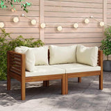 Cream White Corner Sofa with Solid Acacia Wood Frame and 100% Polyester Cushions, Modular Design for Indoor Outdoor Use - Photo 1
