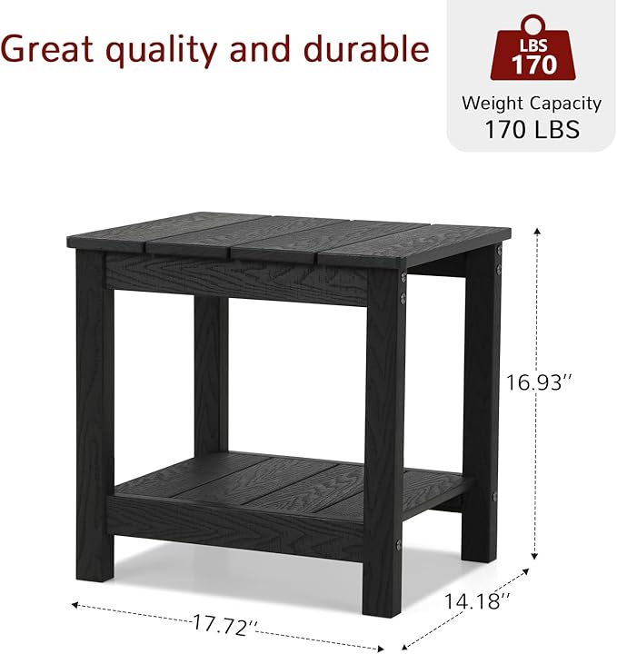 Stoog 3-Piece Patio Rocking Chairs with Table Set, All-Weather Porch Rocker with 400 lbs Support, Never Fade or Rot, Include 2 Rocking Chairs and 1 Side Table, Black