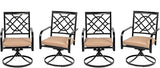SUNCROWN Outdoor Dining Swivel Chairs Set of 4, Metal Frame Patio Chair Rocker with Brown Cushion for Garden, Bistro - Photo 1
