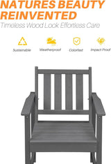 Patio Dining Chair Set of 2, HDPE Outdoor Dining Chair, Ergonomic HDPE Dining Chairs with Deep Seating - Photo 6