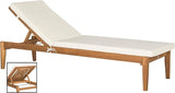 SAFAVIEH Outdoor Collection Arcata Natural Solid Wood/Beige Cushion Adjustable Chaise Lounge Chair (PAT6730A) - Photo 7