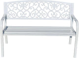 Hi-Line Gift Ltd. Harmony in White- Steel and Cast Iron Garden Bench for Outdoor Serenity - Photo 1