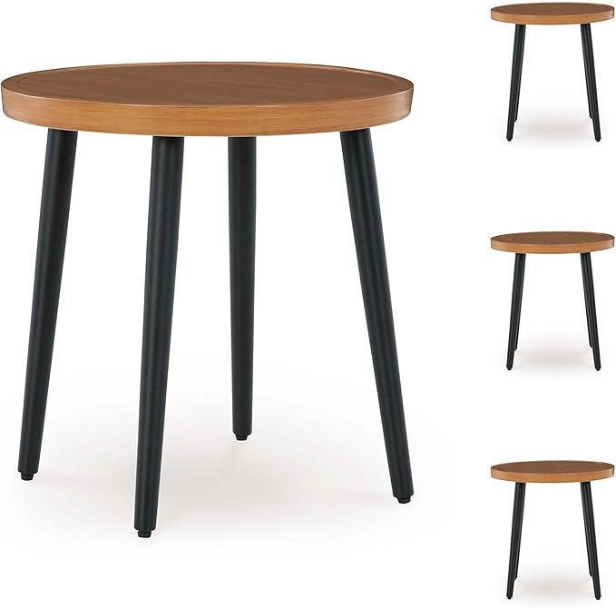 Signature Design by Ashley Horizon Hall Casual Outdoor End Table with 4 Legs, Light Brown & Black - Photo 6