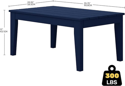 Costaelm Adirondack Outdoor Coffee Table, HDPE Drink Table Weather Resistant, Patio Porch Accent Balcony Table Outdoor End Table for Pool, Seaside, Backyard, Navy Blue