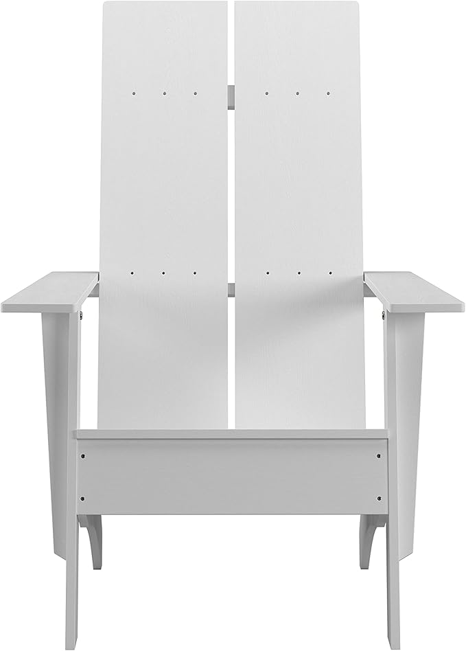Merrick Lane Piedmont 2 Slat Poly Resin Adirondack Chair - White - Modern Design - Indoor/Outdoor