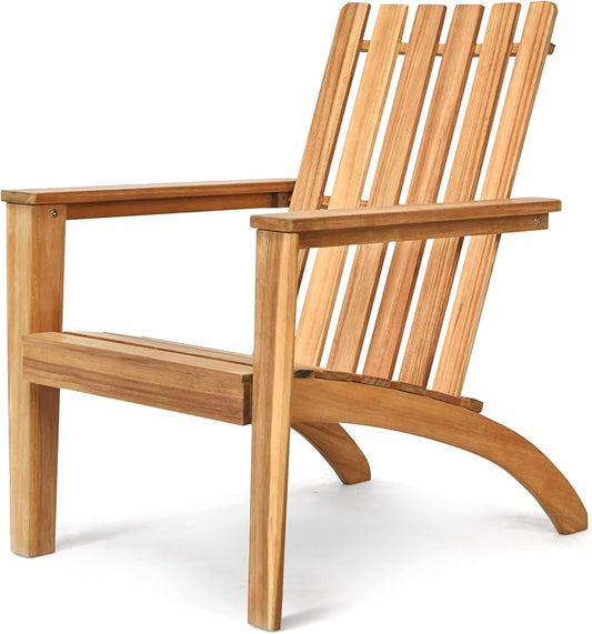 Tangkula Adirondack Chair Acacia Wood Outdoor Armchairs, Weather Resistant for Patio Garden Backyard Deck Fire Pit, Lawn Porch Furniture & Lawn Seating, Campfire Chair, Adirondack Lounger (1, Natural)