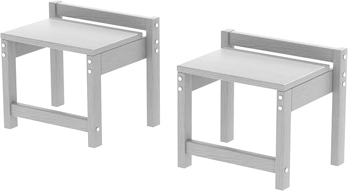 Stackable HDPE Foot Stool - All-Weather Indoor/Outdoor Seating for Patio, Living Room & Bathroom, Waterproof Windproof Heavy-Duty High-Density PE Step Stool, 2 Sets, White