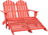 2-Seater Adirondack Chair with Detachable Ottomans, Solid Fir Wood Outdoor Patio Loveseat for Garden, Backyard, Terrace - Photo 1