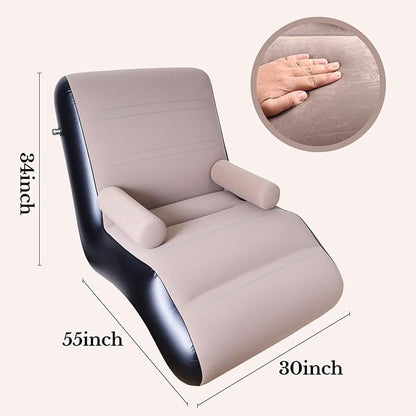 STARBRILLIANT Inflatable Couch Chair with Air Pump, Foldable Blow Up Lounge Chair with Handrails for Bedroom and Living Room, Indoor Outdoor(Brown)