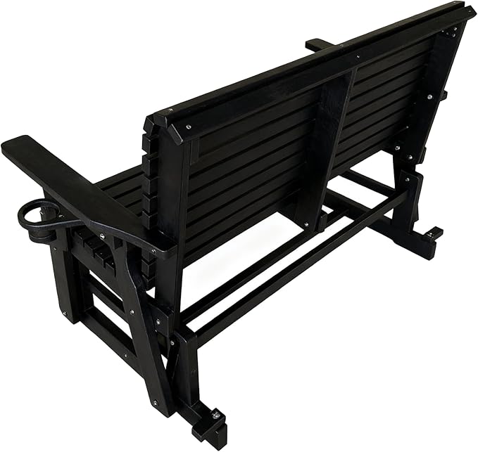 HDPE Patio Glider, Poly Lumber Weather-Resistant Outdoor Glider Bench, for Patio, Porch, Yard (Carbon Black, 2-Seater)