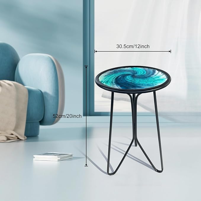 LIFFY Patio Side Table, Small Round End Table, Metal Side Table Outdoor - Photo 3