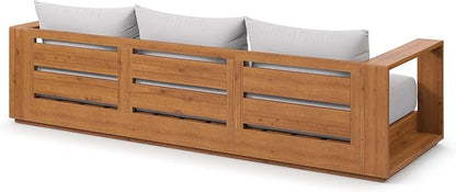 Modway Tahoe Acacia Wood Outdoor Patio Sofa in Natural Light Gray with Weather-Resistant Cushions - Ideal as a Porch Couch or Sunroom Sofa