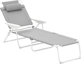 Outsunny Folding Lounge Chair, Portable Outdoor Chaise Lounge, Sun Tanning Chair with 4-Position Reclining Back - Photo 1