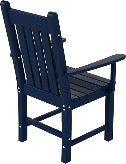 WestinTrends Malibu Classic Outdoor Dining Chairs with Arms, All Weather Poly Lumber Adirondack Patio Chairs Restaurant Bistro Chairs Support 350 LBS, Arched Backrest and Curved Seat, Navy Blue