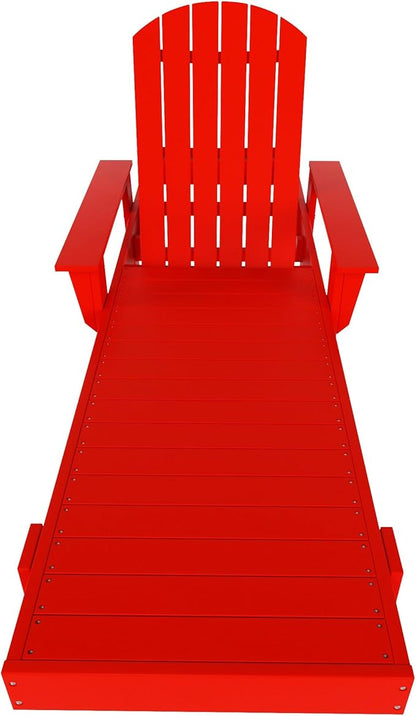 WestinTrends Dylan HDPE Outdoor Patio Poly Adirondack Reclining Chaise Lounge with Arms, Red