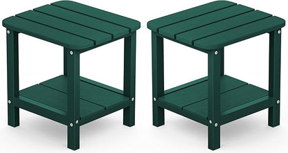 SERWALL Adirondack Table Outdoor Side Table Set of 2- Green