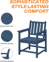 Patio Dining Chair Set of 2, HDPE Outdoor Dining Chair, Ergonomic HDPE Dining Chairs with Deep Seating - Photo 8