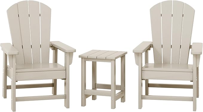 Costaelm Kids Outdoor Table and Chairs, Plastic Outdoor Kids Chair Toddler 2PCS Patio Furniture Sets and Children Picnic Activity Lawn Tanle for Garden, Patio, Backyard & Beach, Sand
