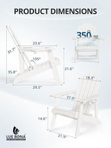 LUE BONA HDPE Adirondack Chair Set of 1 - Weather Resistant Outdoor Seating with Cup Holder for Porch, Poolside - Photo 3